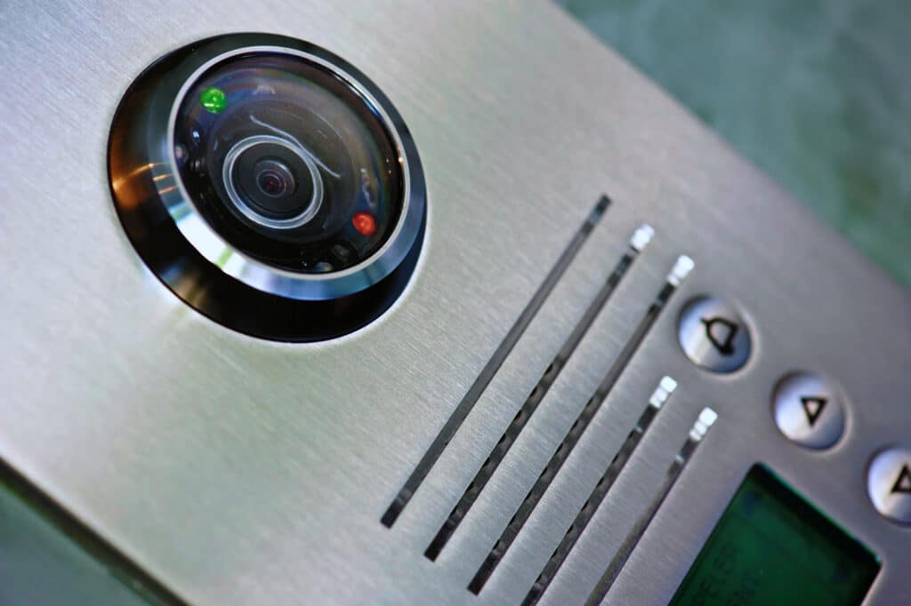Close-up of Pro-TechT video intercom with built-in camera.