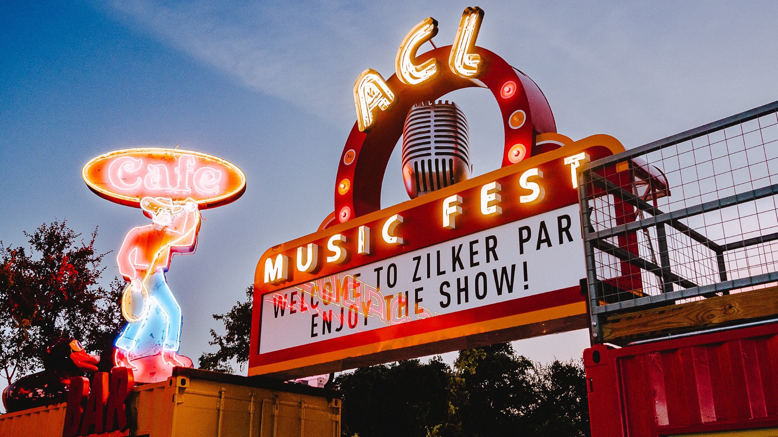 ACL Music Fest featuring Cowboy Café with neon lights