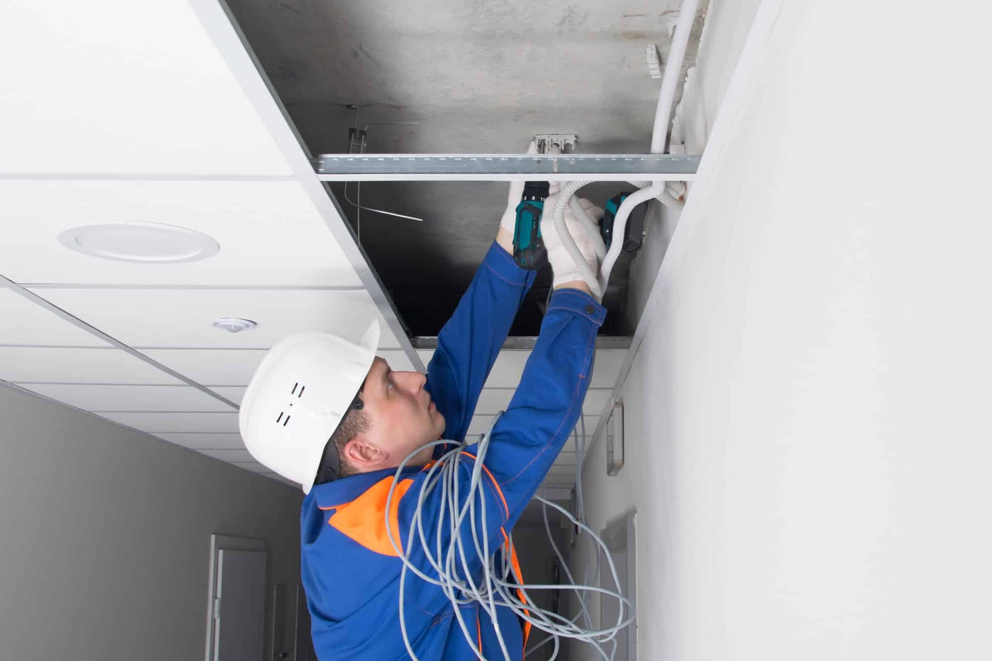 man doing network installation