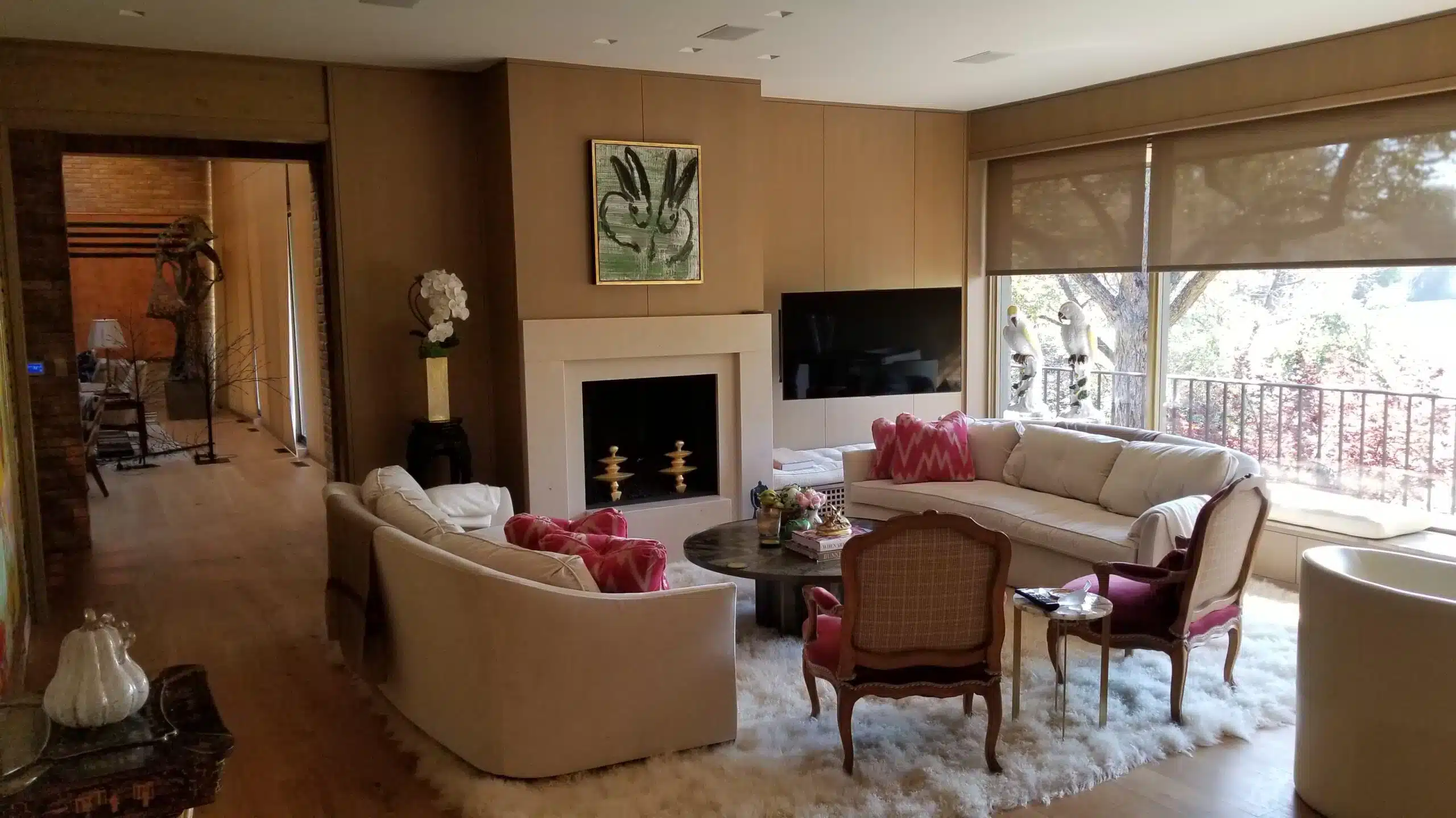 Smart living room with integrated AV system in Possum Kingdom Lake, TX